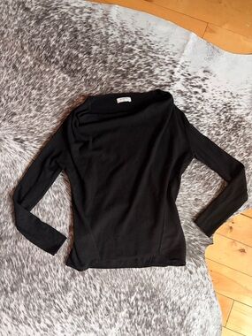 100% Merino Wool Babaton Black Long-Sleeve Cowl Sweater